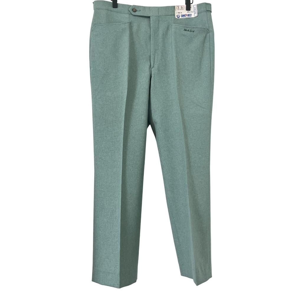 Vintage Mark Scot Jaymar Sansabelt Slacks Mens 36x29 Green Polyester NWT